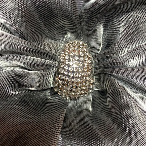 Satin Bow Bling Rhinestone Clutch - Picture 3 of 10